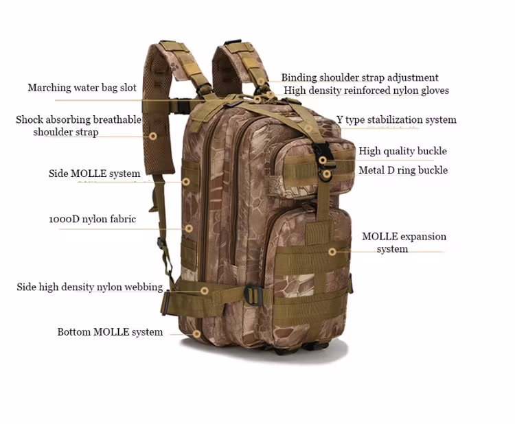 Camping Ryggväska Vandring Taktisk Ryggsäck Camo Jaktväska Backpack