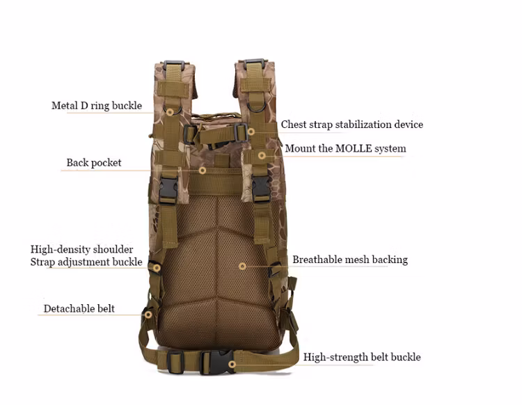Camping Ryggväska Vandring Taktisk Ryggsäck Camo Jaktväska Backpack