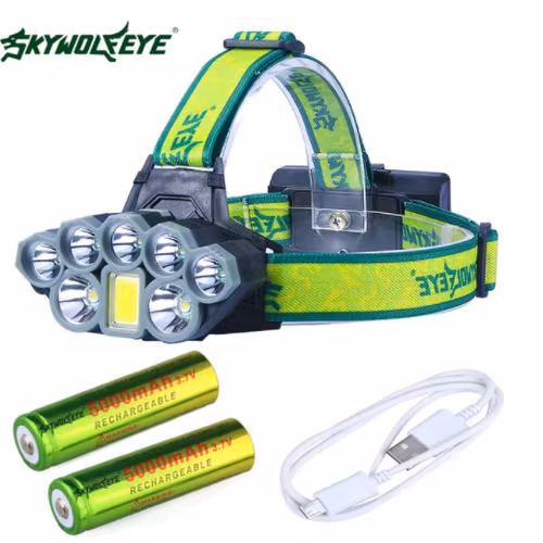 Pannlampa 50000 Lumen 8 Ljuslägen Mode USB headlamp 7X*XM-L T6 +COB LED Head Lamp Torch Lanterna med 18650 batterier Uppladdningsbar JAKT UTOMHUS