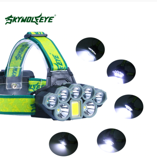 Pannlampa 50000 Lumen 8 Ljuslägen Mode USB headlamp 7X*XM-L T6 +COB LED Head Lamp Torch Lanterna med 18650 batterier Uppladdningsbar JAKT UTOMHUS