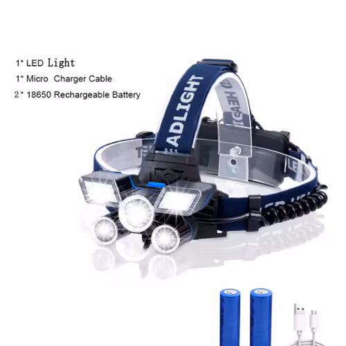 Pannlampa 20000LM 21 LED 9 Mode Arbetslampa Headlamp USB Uppladdningsbar Headlight Vattentät Head Torch for Outdoor Utomhus Cykling Hiking Friluft