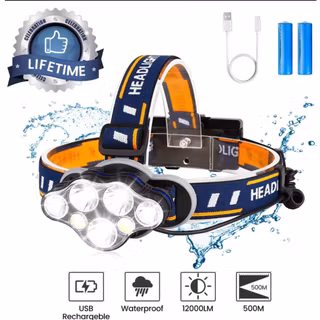 LED Pannlampa 20 000 Lm – USB Uppladdningsbar, 8 LED-lägen, Vit/Röd ljus & Vattentålig