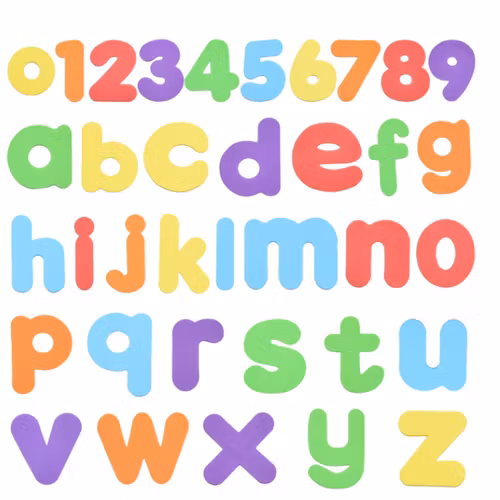 Alfanumeriskt Brevpussel Badleksaker Små Bokstäver & Nummer Mjukt EVA Barn Babybadrum Vattenleksaker Pedagogiskt med Sugpropp - 36 st