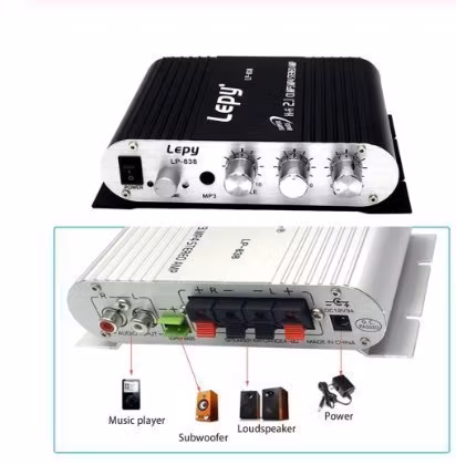 LP-838 Portable Power Amplifier Hi-Fi 2.1 Car Auto Motor Bass Ljudförstärkare