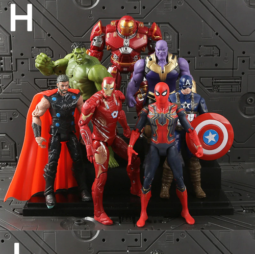 Marvel Deluxe Set Avengers Actionfigurer Iron Man Spider Man Hulk Thanos mm