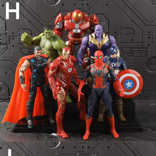 Marvel Deluxe Set Avengers Actionfigurer Iron Man Spider Man Hulk Thanos mm