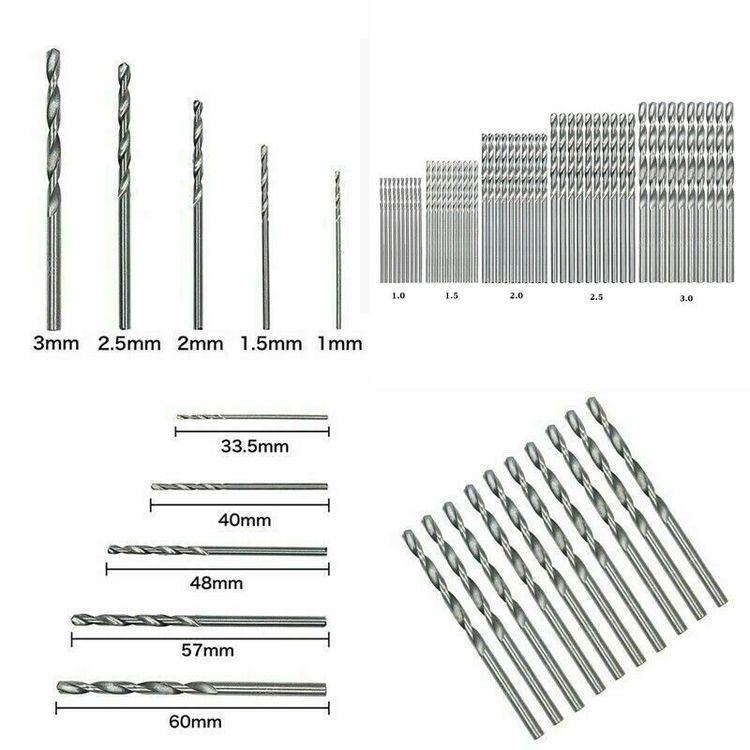 100 st Borrsats Titanbelagt 1 / 1.5 / 2 / 2.5 / 3mm Höghastighetsborr HSS