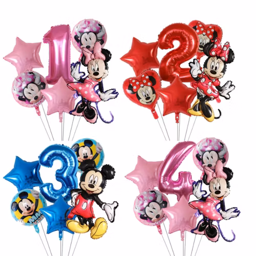 6-Pack Disney Minnie Ballonger Musse Pig Mickey Mouse Födelsedagsdekorationer Decor Ballong Kalas - Blå