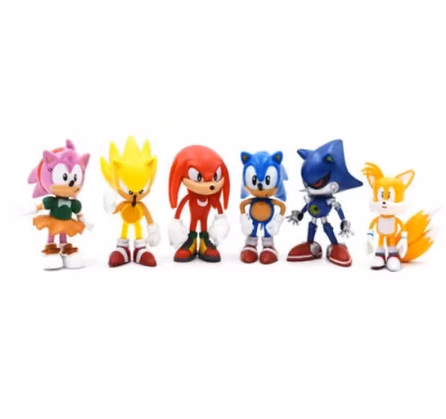 6-Pack Sonic Deluxe Figur Set Leksaker