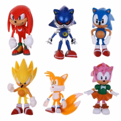 6-Pack Sonic Deluxe Figur Set Leksaker
