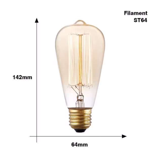 Retro Edison Glödlampa E27 220V 40W ST64 G80 G95 G125 Ampull Vintage Edison Heminredning