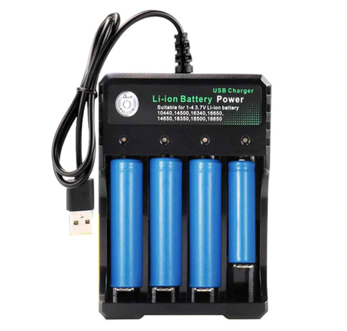 18650 Batteriladdare Svart 1 2 4 Spår AC 110V 220V Dual För 18650 Laddning 3,7V Uppladdningsbart Litiumbatteriladdare