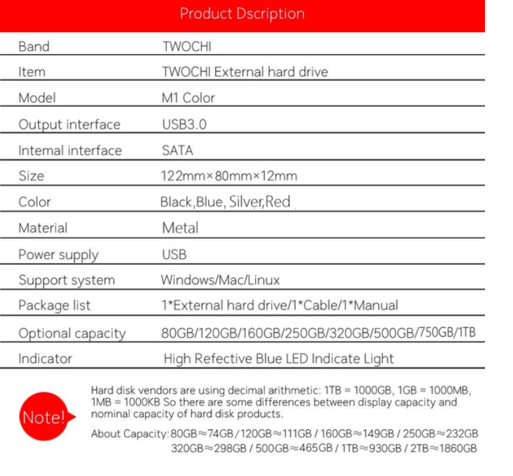 4TB HDD USB3.0 SATA High Speed 2.5\\ Extern Hårddisk High Speed Portable Hard Disk USB 3.0 SATA Hard Storage Devices
