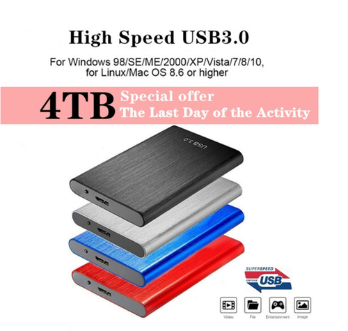 4TB HDD USB3.0 SATA High Speed 2.5\\ Extern Hårddisk High Speed Portable Hard Disk USB 3.0 SATA Hard Storage Devices