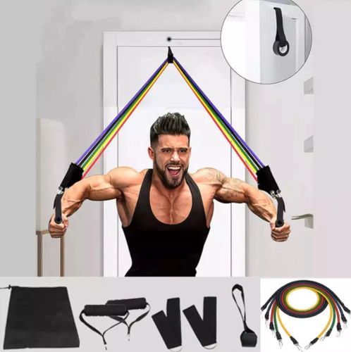11 st Latex Tube Resistance Bands Yoga Fitness Gym Equipment Träningsrep Hem Elastisk rygg Muskel Styrketräning