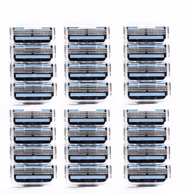24-pack Rakblad – Skonsam Rakning med 3-Bladssystem | Passar vanliga rakhyvlar