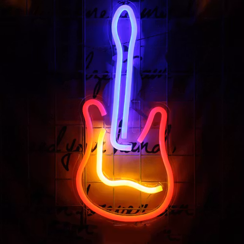 LED Gitarr Neon Skyltbelysning Bar KTV Lamp Väggdekor
