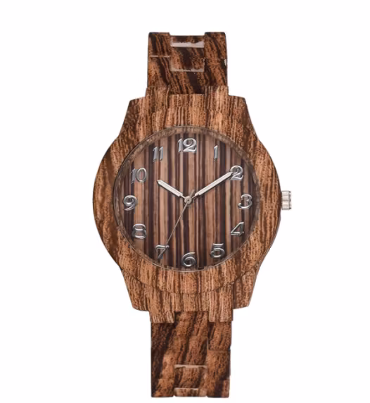 Retro Träklocka Textur Kvartsklocka för Män och Kvinnor Armbandsur Relogio Feminino