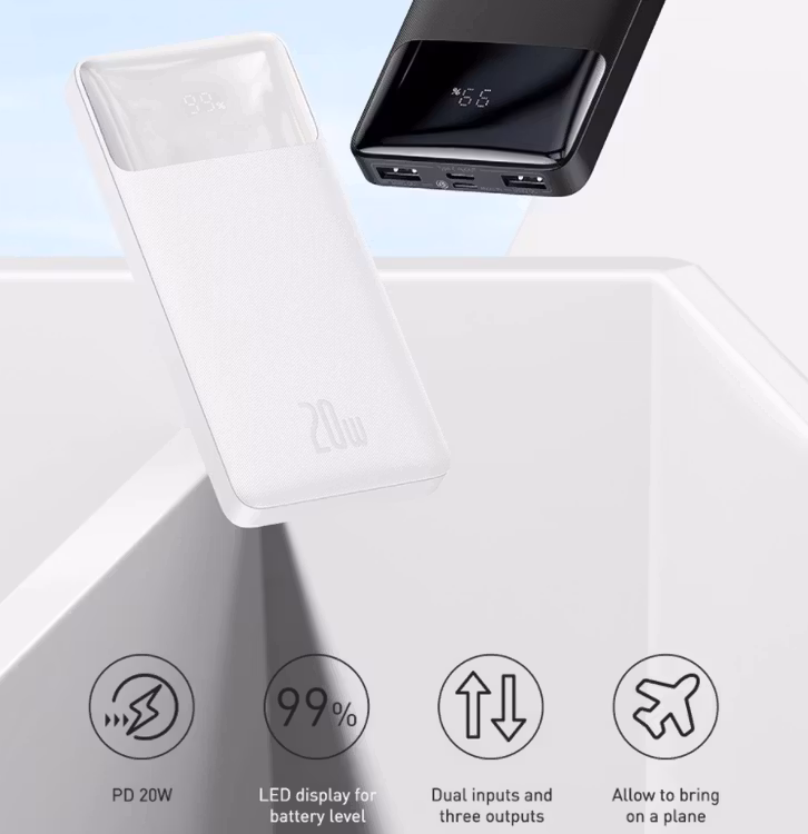 Kraftfull Powerbank 20W 30000mAh bärbar laddning extern batteriladdare