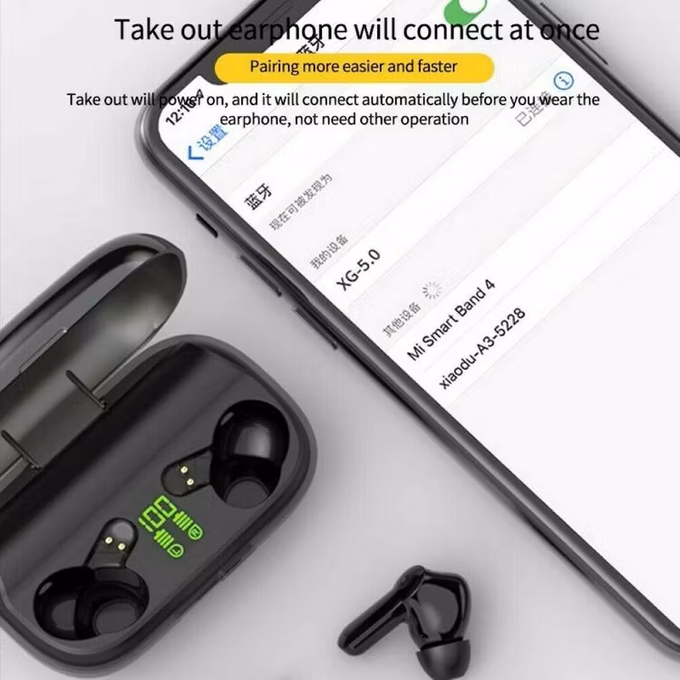 Bluetooth 5.0 Wireless Headphones Earphones Hörlurar Mini In-Ear Pods För iPhone Android med Led-display