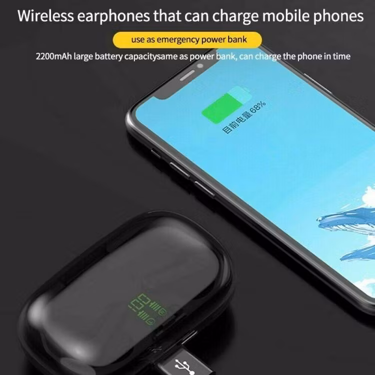 Bluetooth 5.0 Wireless Headphones Earphones Hörlurar Mini In-Ear Pods För iPhone Android med Led-display