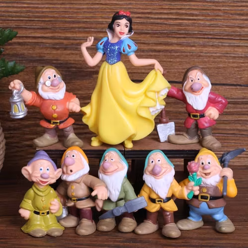 Snövit och de sju dvärgarna - 8 st figurer