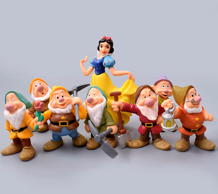 Snövit och de sju dvärgarna - 8 st figurer