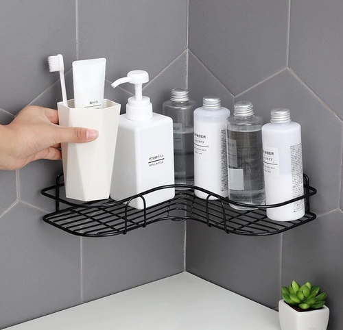 Badrum kök Stans Hörnram Duschhylla Smidesjärn Shampoo Förvaringsställ Hållare med sugkopp badrumstillbehör