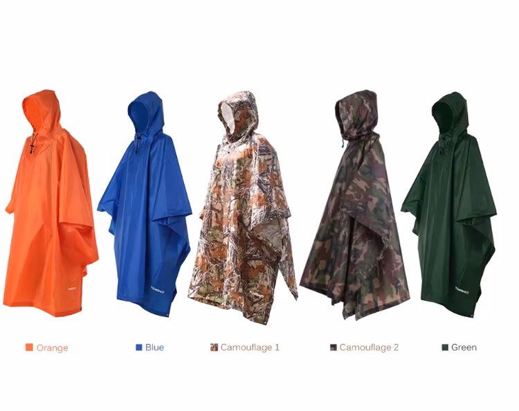 TOMSHOO Multifunktionell Lätt Regnrock med Huva Vandring Cykling Regntäcke Poncho Regnrock Outdoor Camping Tältmatta