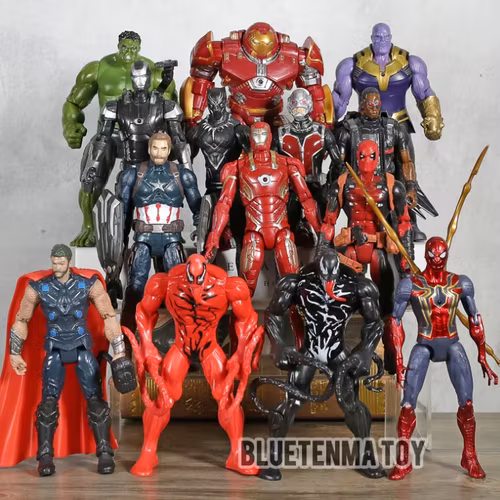 14-Pack Marvel Avengers Venom Carnage Spiderman Thanos Thor Deadpool Hulkbuster Iron Man Black Panther Action Figurer Deluxe