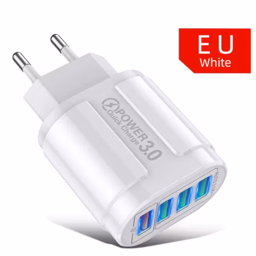 USB-nätladdare 4x USB, QC 3.0