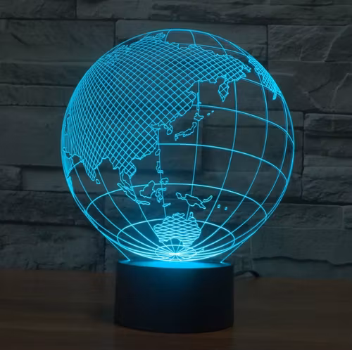 Häftig Klot (Jorden) 3D-lampa