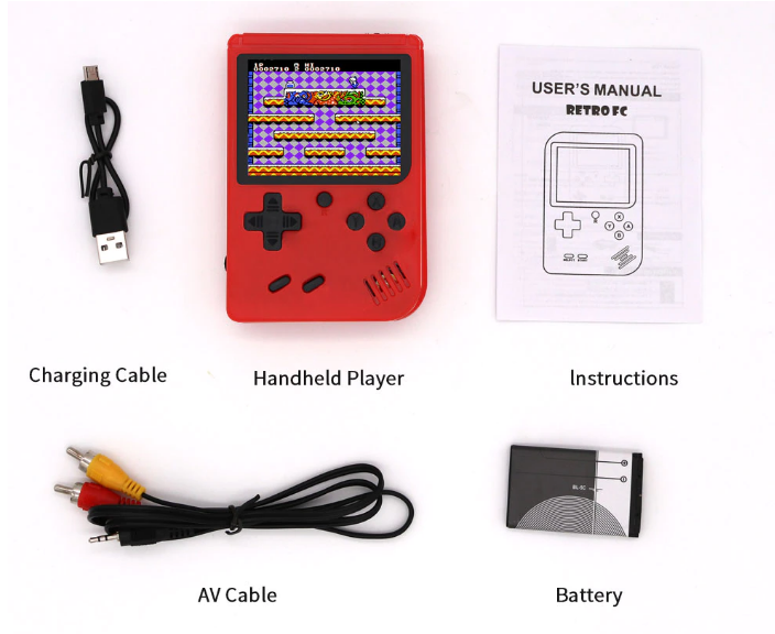 Klassisk handhållen mini konsol med 500 st inbyggda spel