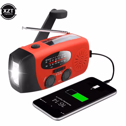 Vevradio Nödradio med Ficklampa och Powerbank