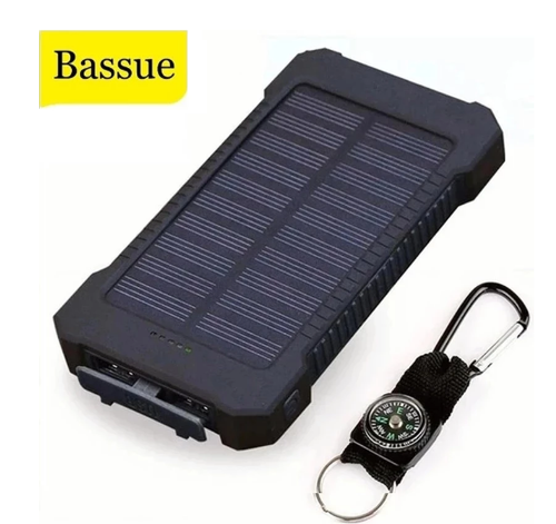 Solar Power Bank 50000mAh Vattentät Solcellsladdare 2 USB-portar Extern laddare Powerbank för Xiaomi Iphone med LED-ljus