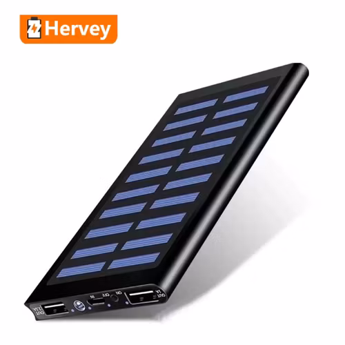 Solar Power Bank Powerbank 50000mAh, Dubbla USB portar Solladdare Bärbart för Iphone och Android Smarttelefoner