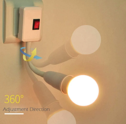 E27 EU-kontaktadapter Flexible med strömbrytare E27 Socket Lamp Base Socket Extra Lampa