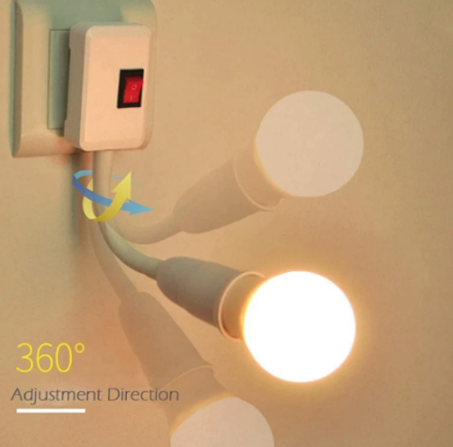 E27 EU-kontaktadapter Flexible med strömbrytare E27 Socket Lamp Base Socket Extra Lampa