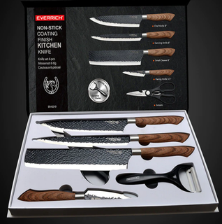 Lyxigt köksknivset i rostfritt stål & keramisk beläggning – 6 delar + elegant presentbox