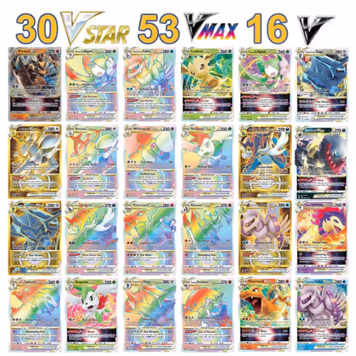 100 st Pokemon kort  (30vstar53Vmax16V)