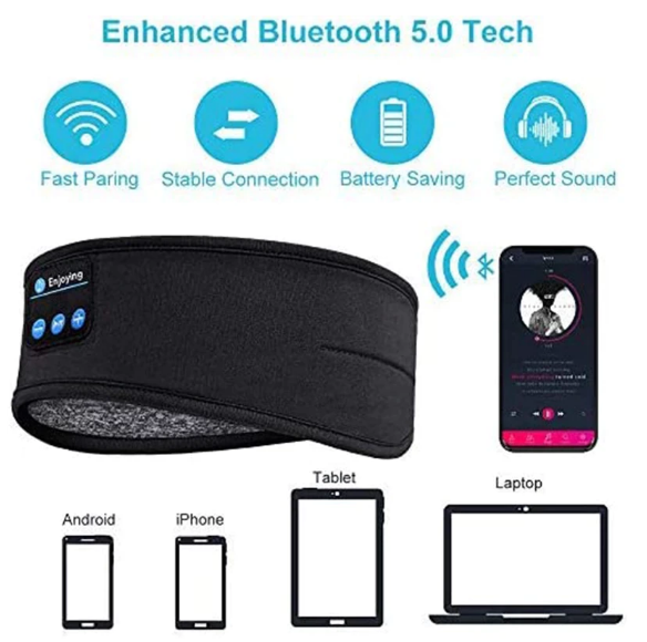 Bluetooth Pannband med Hörlurar – Sovhörlurar för Träning & Avkoppling