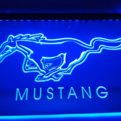 Mustang Neon LED Logo Skylt – Bar, Garage & Inredning