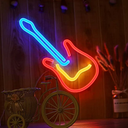 LED Gitarr Neon Skyltbelysning Bar KTV Lamp Väggdekor