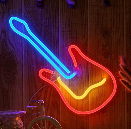 LED Gitarr Neon Skyltbelysning Bar KTV Lamp Väggdekor