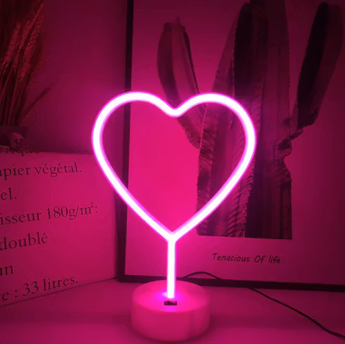 NEON LED NATTLAMPA HJÄRTA