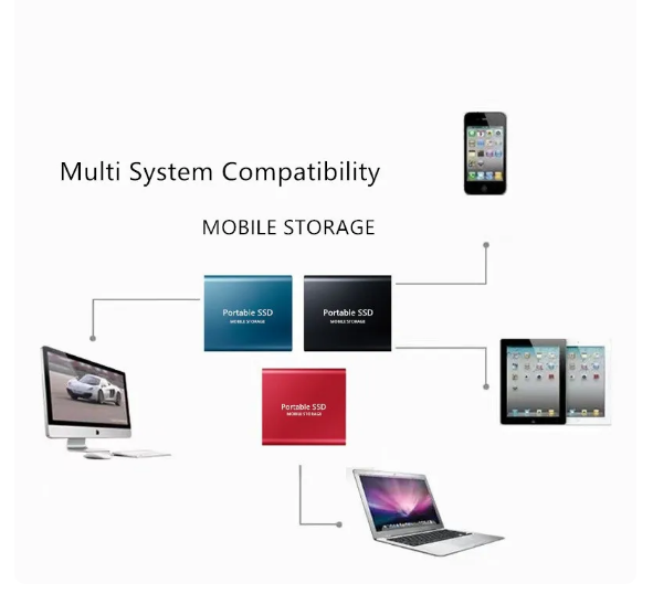 SSD 2TB USB/Typ-C-gränssnitt med hög kapacitet Mobile Mini hårddisk Extern hårddisk För datorer/smarttelefoner