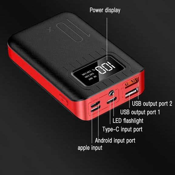 Mini Powerbank på hela 10000 mAh med inbyggt LED