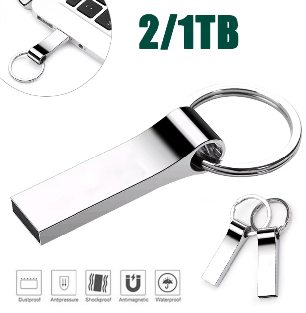 1TB/2TB USB-minne Metall USB Flash Disk Pendrive Flashminne Stick USB3.0 Qxuan-g - Silver