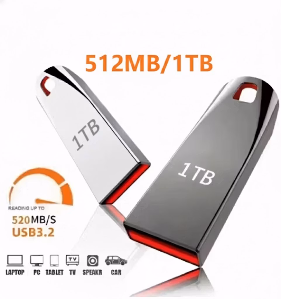 USB-minne i metall – 512 GB / 1 TB – USB 3.0 – Grå & Silver