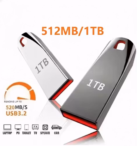 USB-minne i metall – 512 GB / 1 TB – USB 3.0 – Grå & Silver